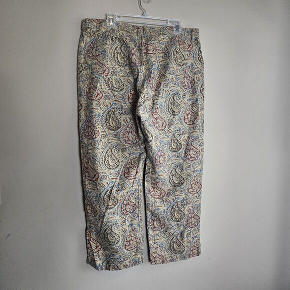 Vtg Lauren Ralph Lauren Pants Women's Size 16 Linen Blend‎ Beige Paisley Preppy - Picture 4 of 10